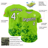 Custom Neon Green White Black-Green Splatter Authentic Baseball Jersey