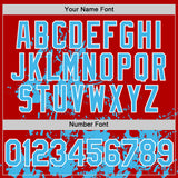 Custom Red Sky Blue-White Splatter Authentic Baseball Jersey