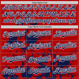 Custom Red Navy-White Splatter Authentic Baseball Jersey