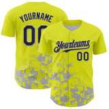 Custom Neon Yellow Black-Gray Splatter Authentic Baseball Jersey