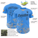 Custom Powder Blue Black-Gray Splatter Authentic Baseball Jersey