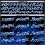 Custom Black Royal-White Abstract Splatter Grunge Authentic Baseball Jersey