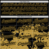 Custom Black Old Gold Abstract Splatter Grunge Authentic Baseball Jersey
