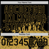 Custom Black Old Gold Abstract Splatter Grunge Authentic Baseball Jersey