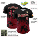 Custom Black Crimson-Cream Abstract Splatter Grunge Authentic Baseball Jersey