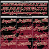 Custom Black Crimson-Cream Abstract Splatter Grunge Authentic Baseball Jersey