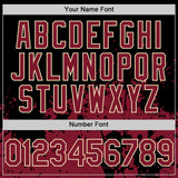 Custom Black Crimson-Cream Abstract Splatter Grunge Authentic Baseball Jersey