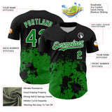 Custom Black Grass Green-White Abstract Splatter Grunge Authentic Baseball Jersey