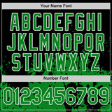 Custom Black Grass Green-White Abstract Splatter Grunge Authentic Baseball Jersey