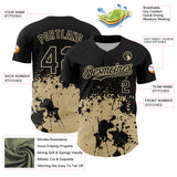 Custom Black Vegas Gold Abstract Splatter Grunge Authentic Baseball Jersey