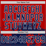 Custom Red Navy-White Abstract Splatter Grunge Authentic Baseball Jersey