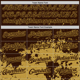 Custom Brown Old Gold Abstract Splatter Grunge Authentic Baseball Jersey
