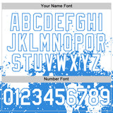 Custom White Powder Blue Abstract Splatter Grunge Authentic Baseball Jersey