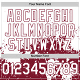 Custom White Crimson Abstract Splatter Grunge Authentic Baseball Jersey