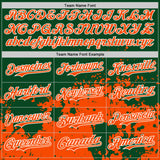 Custom Green Orange-White Abstract Splatter Grunge Authentic Baseball Jersey