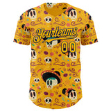 Custom Gold Navy Sugar Skull Day of the Dead Mexican Folk Art Authentic Baseball Jersey