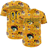 Custom Gold Navy Sugar Skull Day of the Dead Mexican Folk Art Authentic Baseball Jersey