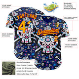 Custom Royal Gold-Red Sugar Skull Day of the Dead Mexican Folk Art Authentic Baseball Jersey