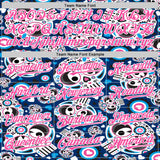 Custom Royal Pink-White Sugar Skull Day of the Dead Mexican Folk Art Authentic Baseball Jersey
