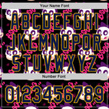Custom Black Navy Hot Pink-Gold Sugar Skull Day of the Dead Mexican Folk Art Authentic Baseball Jersey
