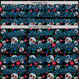 Custom Black Sky Blue Sugar Skull Day of the Dead Mexican Folk Art Authentic Baseball Jersey
