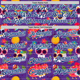 Custom Purple US Navy Blue-White Sugar Skull Day of the Dead Mexican Folk Art Authentic Baseball Jersey