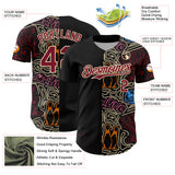 Custom Black Crimson-Cream Bowling Doodle Split Authentic Baseball Jersey