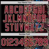 Custom Black Crimson-Cream Bowling Doodle Split Authentic Baseball Jersey