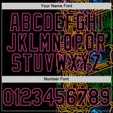 Custom Black Pink Grass Green-Gold Bowling Doodle Split Authentic Baseball Jersey