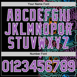 Custom Black Medium Purple White-Ice Blue Bowling Doodle Split Authentic Baseball Jersey