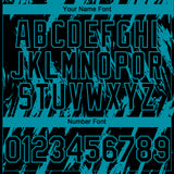 Custom Black Teal 3D Pattern Design Splatter Torn Sharp Brush Stroke Authentic Baseball Jersey