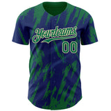 Custom Royal Kelly Green-Cream 3D Pattern Design Splatter Torn Sharp Brush Stroke Authentic Baseball Jersey