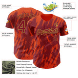Custom Crimson Old Gold-Orange 3D Pattern Design Splatter Torn Sharp Brush Stroke Authentic Baseball Jersey