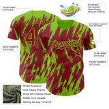 Custom Crimson Neon Green 3D Pattern Design Splatter Torn Sharp Brush Stroke Authentic Baseball Jersey