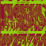 Custom Crimson Neon Green 3D Pattern Design Splatter Torn Sharp Brush Stroke Authentic Baseball Jersey