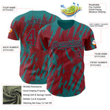 Custom Crimson Teal 3D Pattern Design Splatter Torn Sharp Brush Stroke Authentic Baseball Jersey