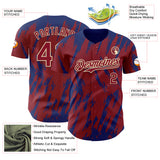 Custom Crimson Cream-Royal 3D Pattern Design Splatter Torn Sharp Brush Stroke Authentic Baseball Jersey