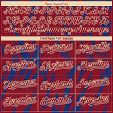 Custom Crimson Cream-Royal 3D Pattern Design Splatter Torn Sharp Brush Stroke Authentic Baseball Jersey
