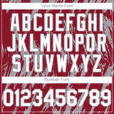 Custom Crimson White-Gray 3D Pattern Design Splatter Torn Sharp Brush Stroke Authentic Baseball Jersey
