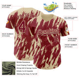 Custom Crimson Cream 3D Pattern Design Splatter Torn Sharp Brush Stroke Authentic Baseball Jersey