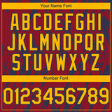 Custom Crimson Gold-Navy 3D Pattern Design Splatter Torn Sharp Brush Stroke Authentic Baseball Jersey