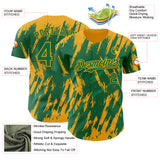 Custom Kelly Green Gold 3D Pattern Design Splatter Torn Sharp Brush Stroke Authentic Baseball Jersey