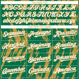 Custom Kelly Green White-Old Gold 3D Pattern Design Splatter Torn Sharp Brush Stroke Authentic Baseball Jersey