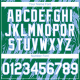 Custom Kelly Green White-Light Blue 3D Pattern Design Splatter Torn Sharp Brush Stroke Authentic Baseball Jersey