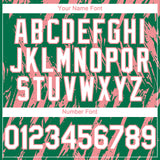 Custom Kelly Green White-Medium Pink 3D Pattern Design Splatter Torn Sharp Brush Stroke Authentic Baseball Jersey