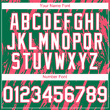 Custom Kelly Green White-Neon Pink 3D Pattern Design Splatter Torn Sharp Brush Stroke Authentic Baseball Jersey