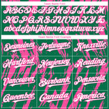 Custom Kelly Green White-Pink 3D Pattern Design Splatter Torn Sharp Brush Stroke Authentic Baseball Jersey