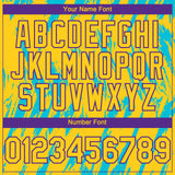 Custom Yellow Purple-Lakes Blue 3D Pattern Design Splatter Torn Sharp Brush Stroke Authentic Baseball Jersey