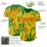 Custom Yellow Red-Grass Green 3D Pattern Design Splatter Torn Sharp Brush Stroke Authentic Baseball Jersey