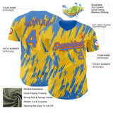 Custom Yellow Powder Blue-Orange 3D Pattern Design Splatter Torn Sharp Brush Stroke Authentic Baseball Jersey